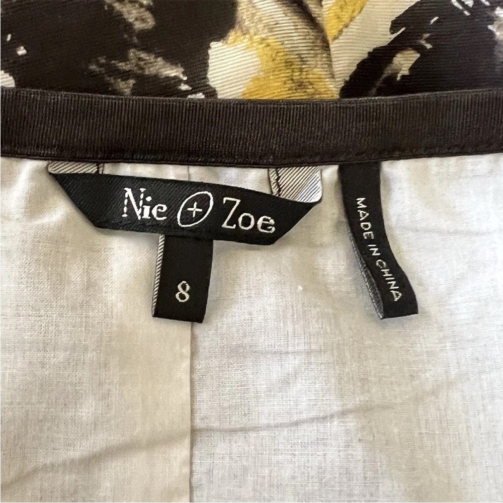 Nic + Zoe Silk Blend Abstract Dark Floral Skirt 8 Art to Wear Ruffle Career - Picture 5 of 6
